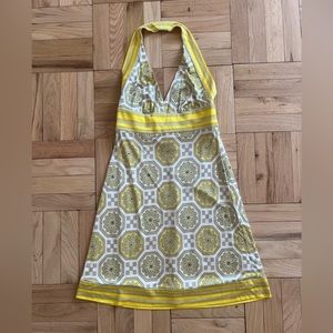 Trina Turk silk geometric print halter dress. Size 6. Work once.